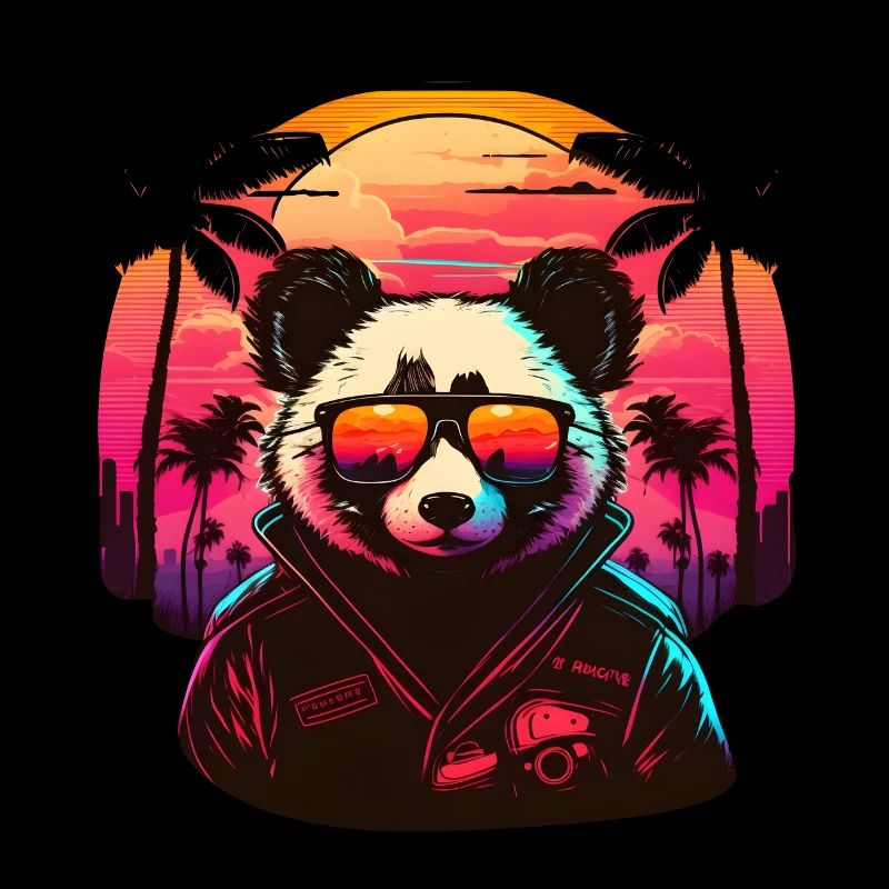 Synthwave Panda Sunset