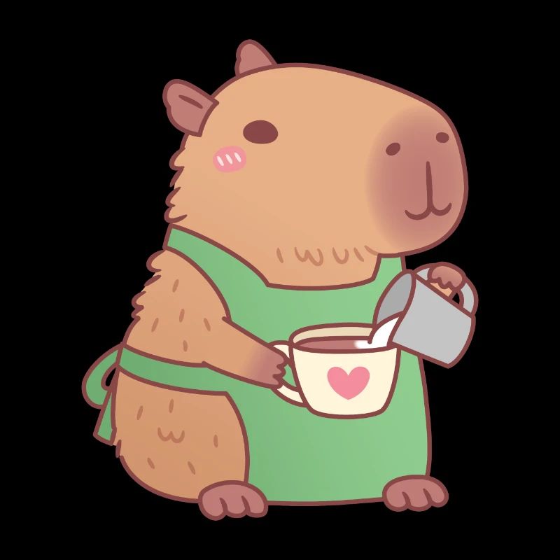Mignon Capybara Barista Faisant Du Café