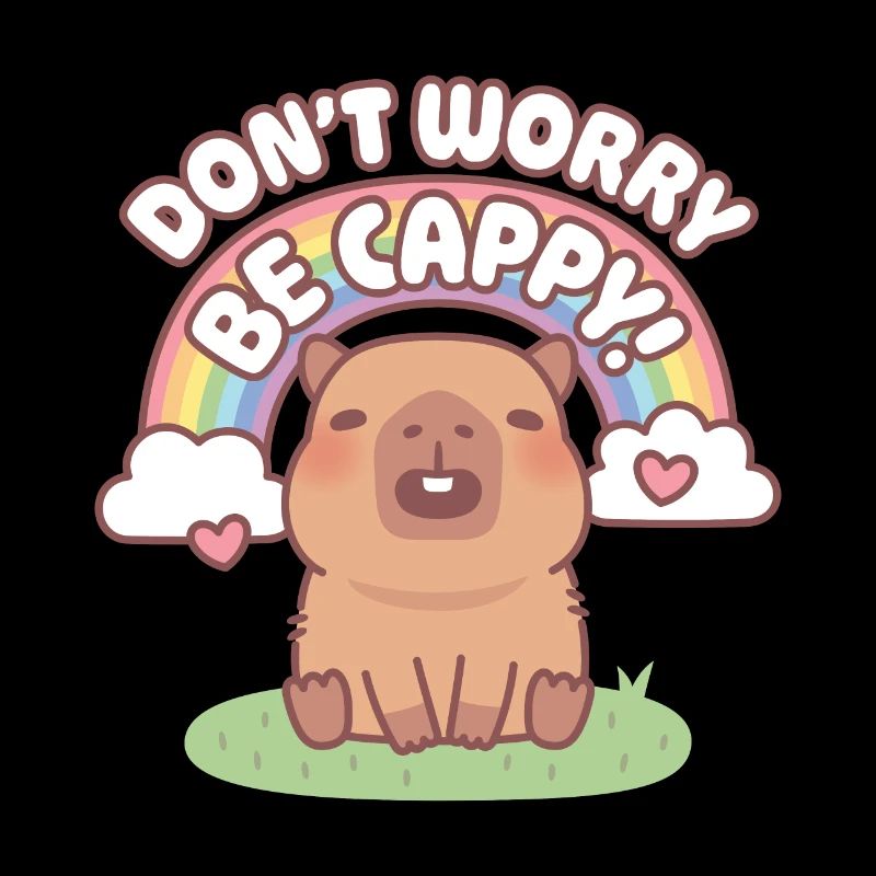 Süßes Capybara mit Regenbogen Don't Worry Be Cappy