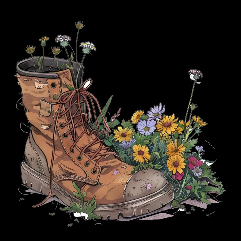 Stiefel mit Blumen Reise Wanderung