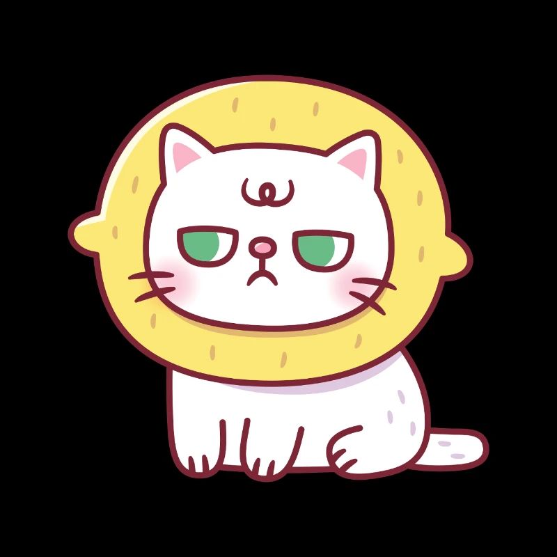 Funny Cat With Lemon Hat Sourpuss