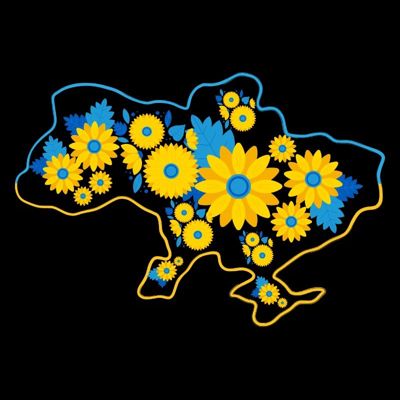 Stehen Sie an der Seite der Ukraine. Blumenmuster.