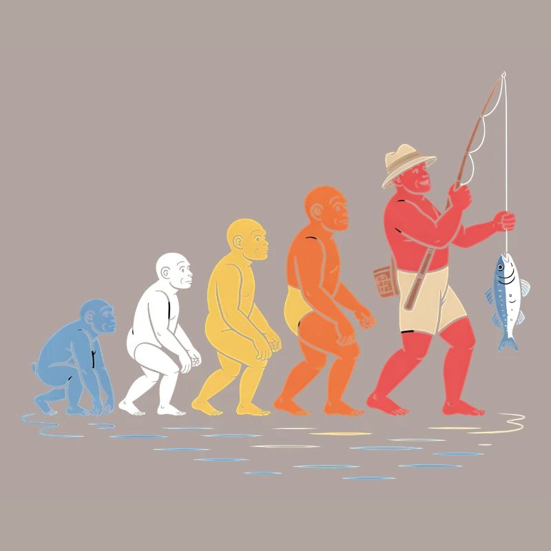 Die Evolution des lustigen menschlichen Fischerfischens