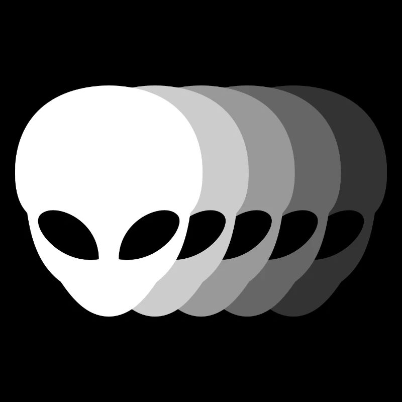 Nuances de petits extraterrestres gris, du blanc au noir