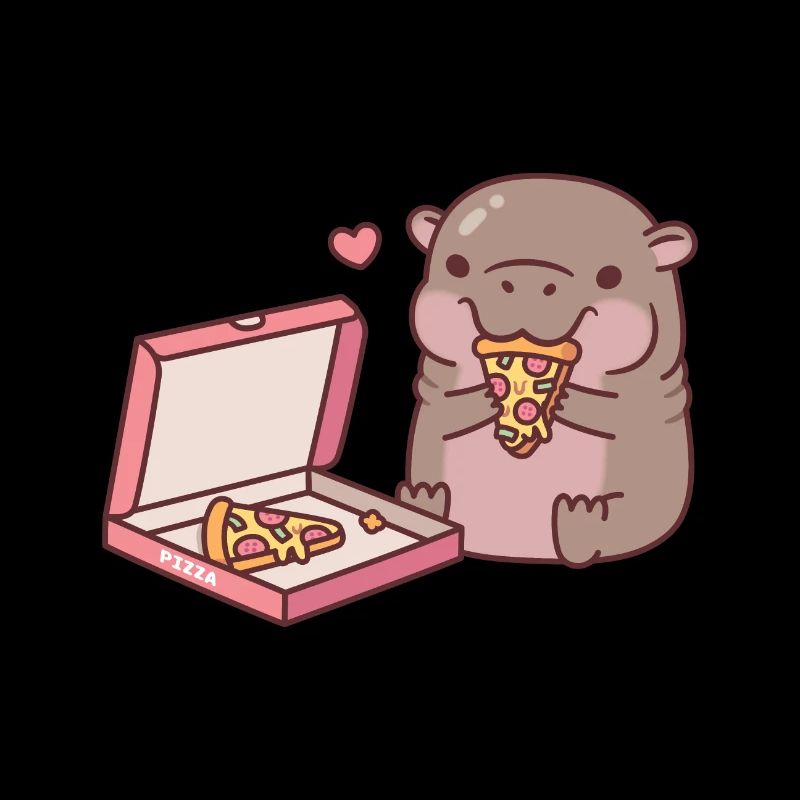 Un hippopotame pygmée mignon adore manger de la pizza