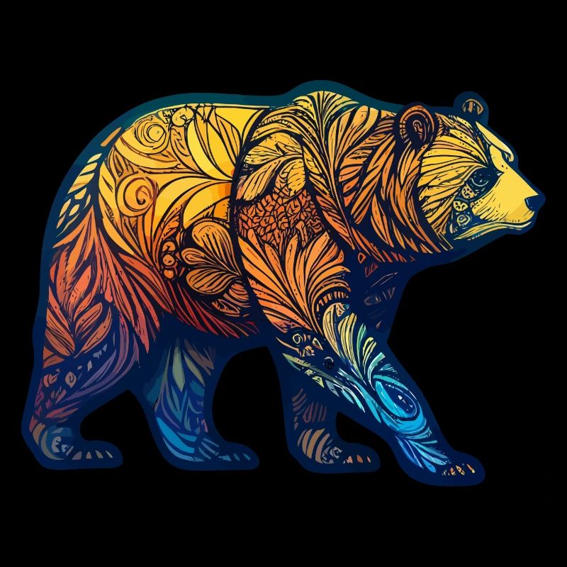 Bear with colored pattern