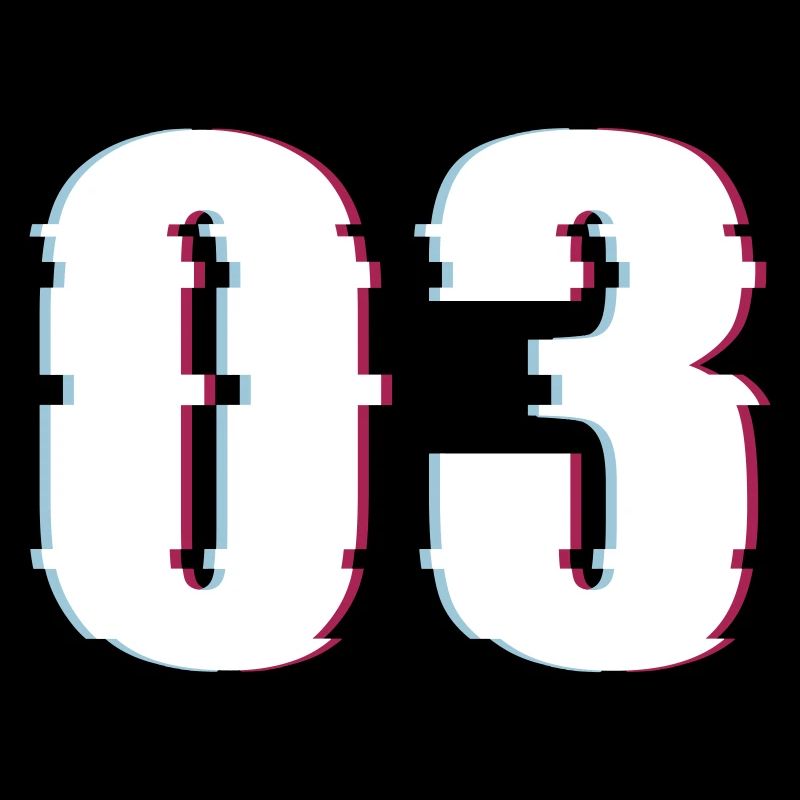 Three 3 Three 03 Number Effect Distorted Number