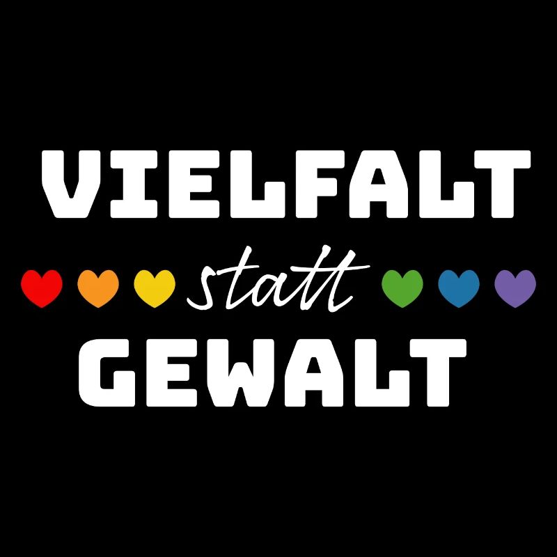 Regenbogenherzchen Vielfalt statt Gewalt weiss