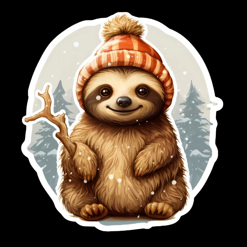 funny sloth in snowfall