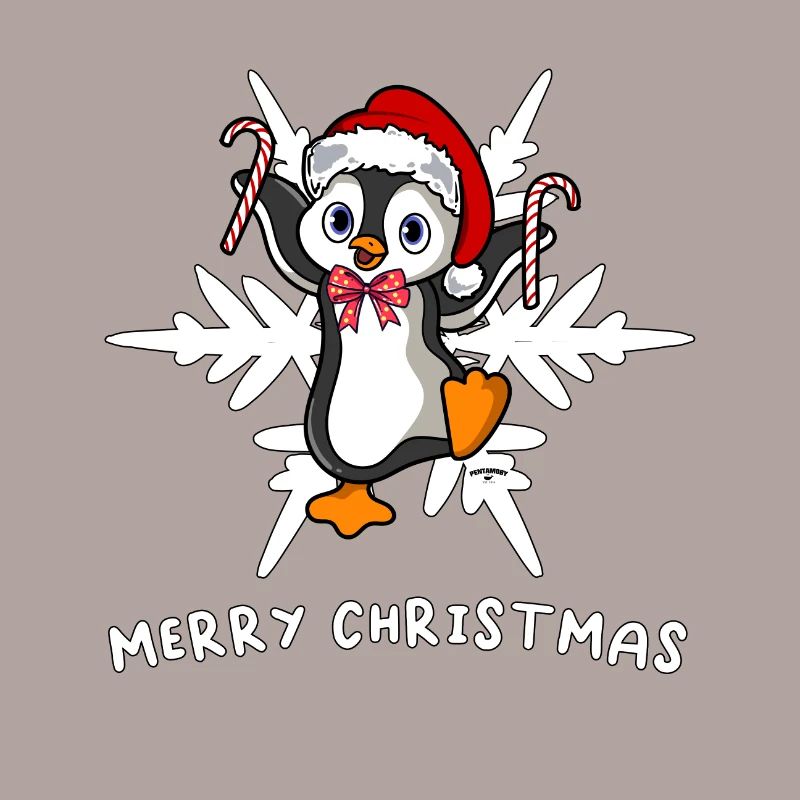Doux pingouin de Noël avec flocon de glace