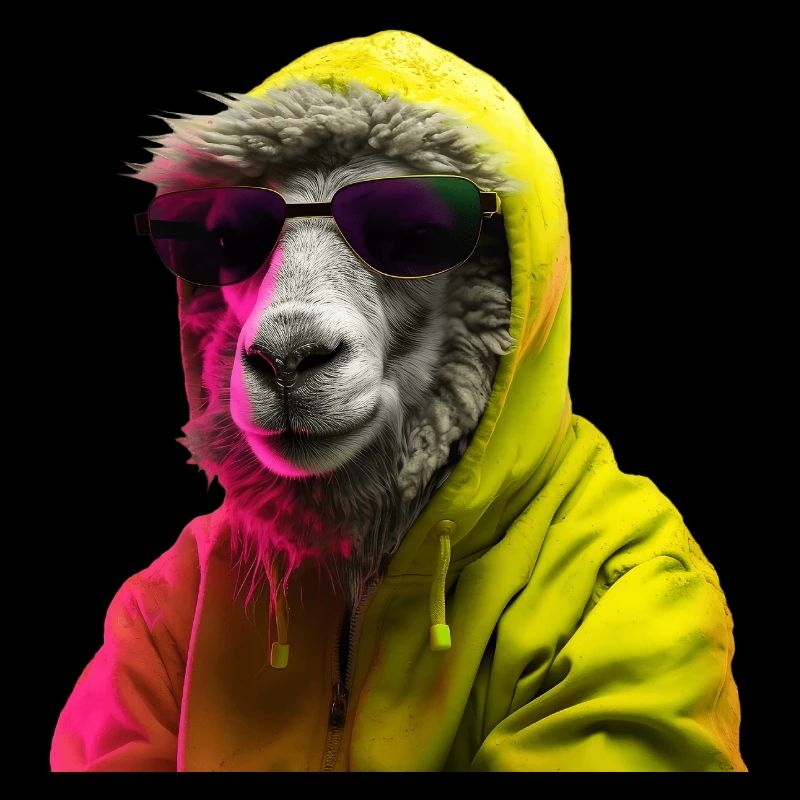 Schaf mit Sonnenbrille Bunt Coole Schaf Waldtier