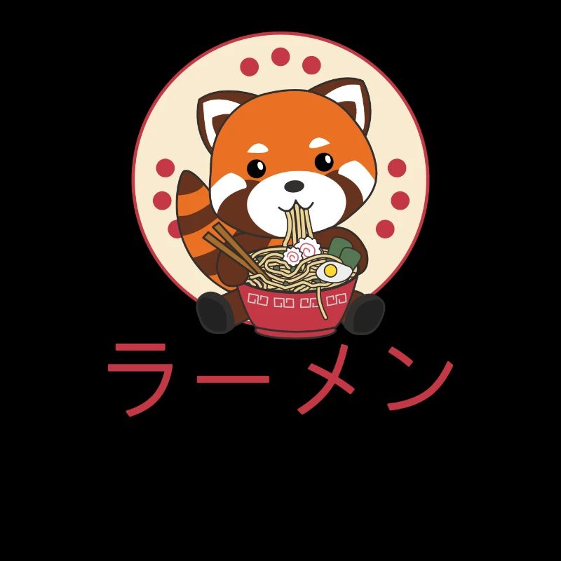 Propulsé par Ramen doux panda rouge mange des ramen