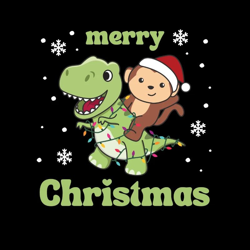 Monkey Trex Christmas Snow Winter Animals