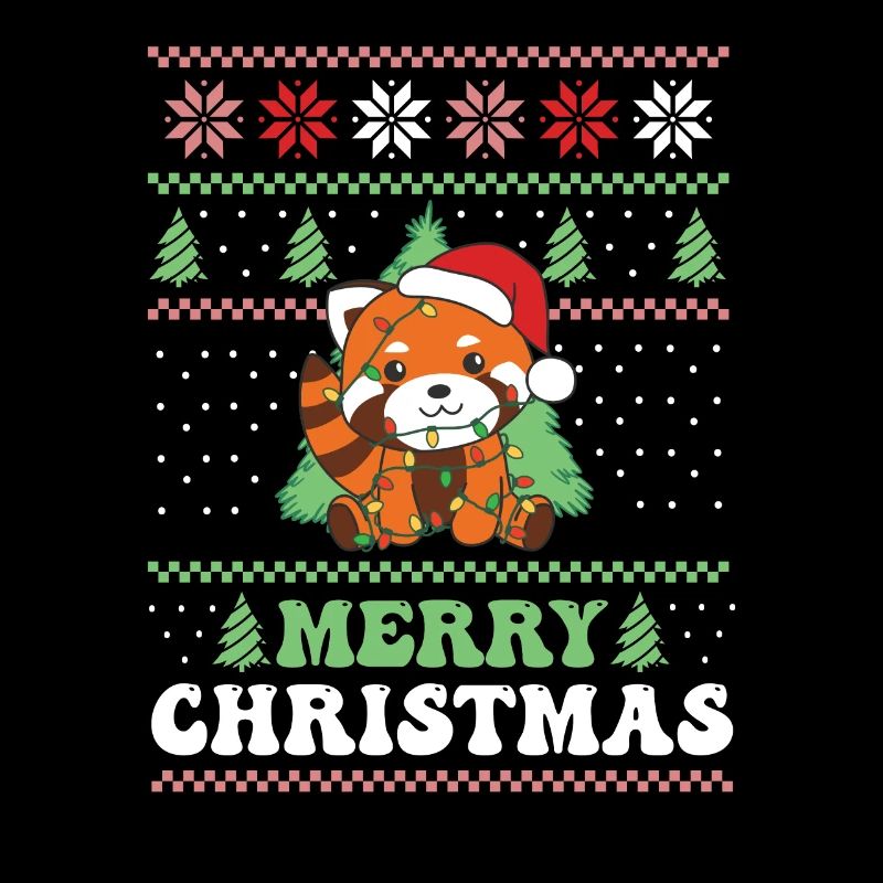 Joyeux Noël rétro moche Noël Panda roux