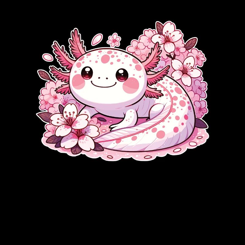 Axolotl de printemps avec des fleurs de cerisier Sweet Spring