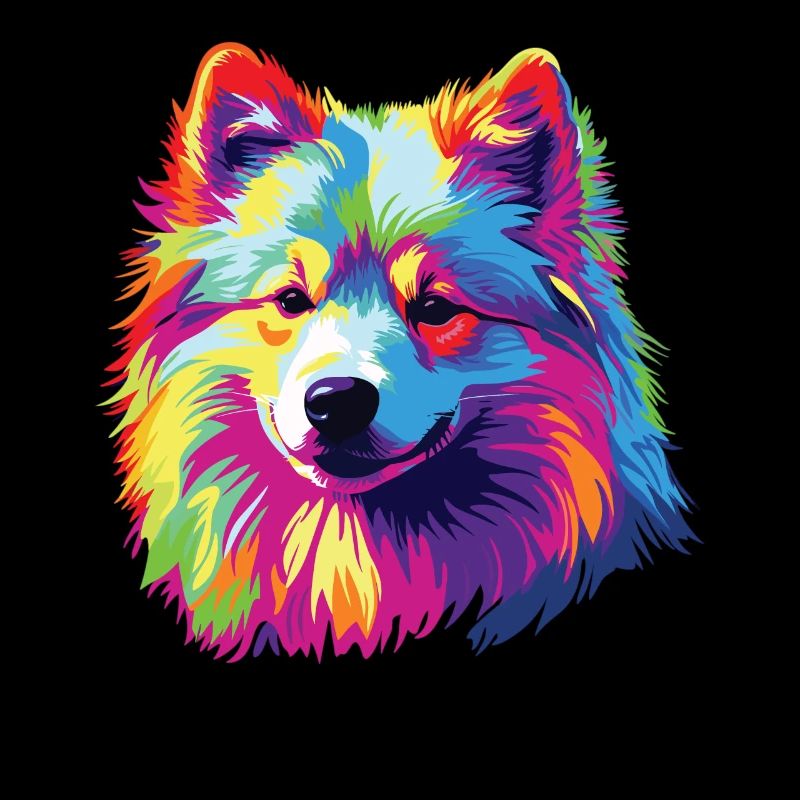 Wasserfarben Farbenfroher Japan Spitz