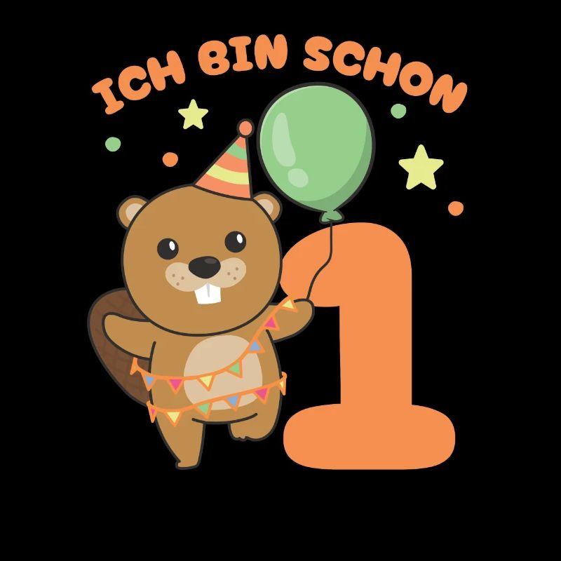 Ich bin schon 1 Biber Geburtstags Kinder