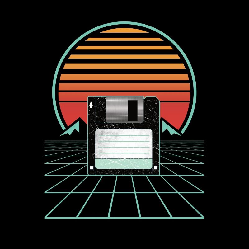 Floppy Disc Floppy Retro Sunset 80s 90s Outfit