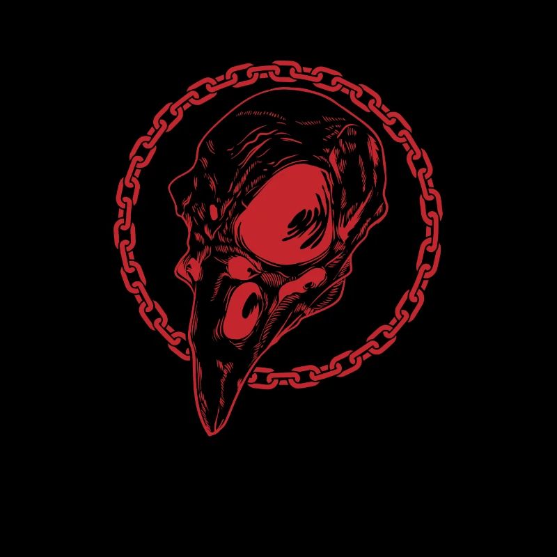 Crâne d’os de corbeau avec chaînes de corbeau