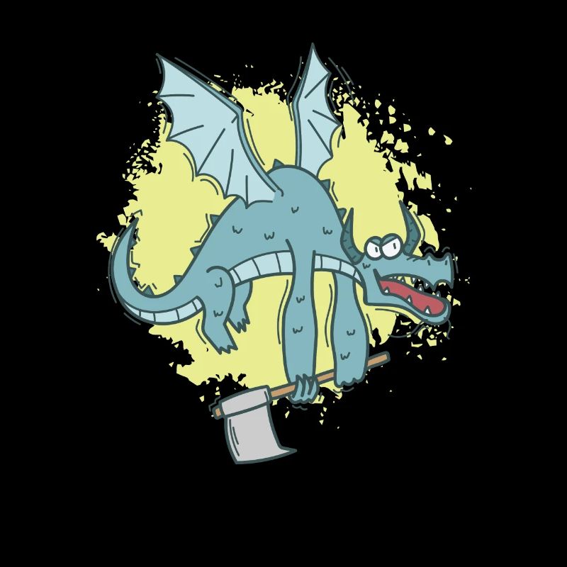 Drôle de dragon avec hache animal mignon