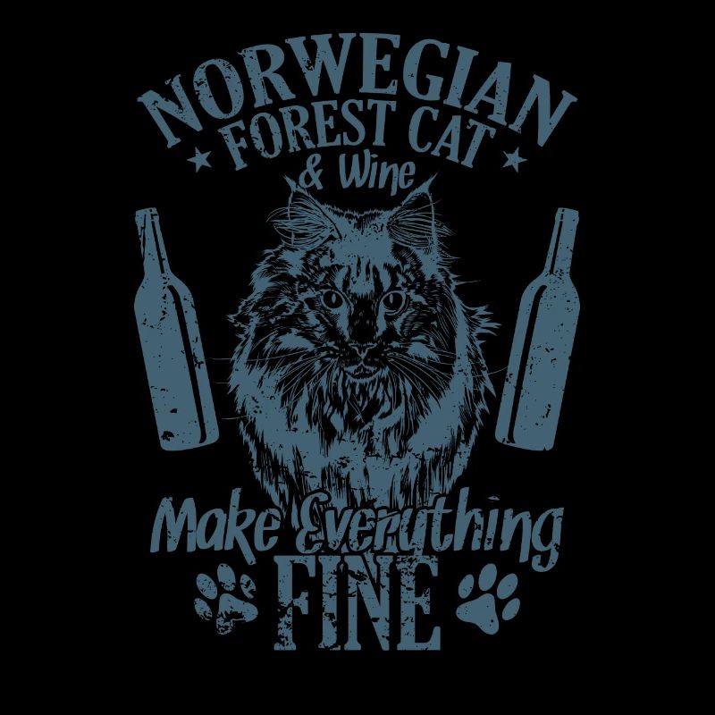 Norwegian Forest Cat and Wine Make Everything Fine