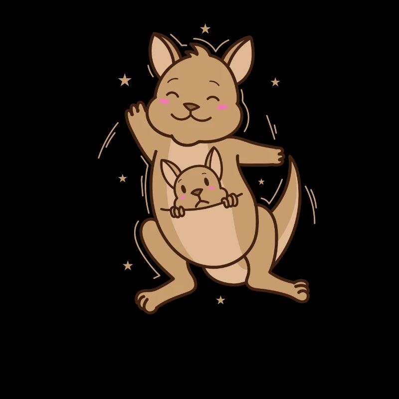 Kangourou est heureux avec bébé dans le sac