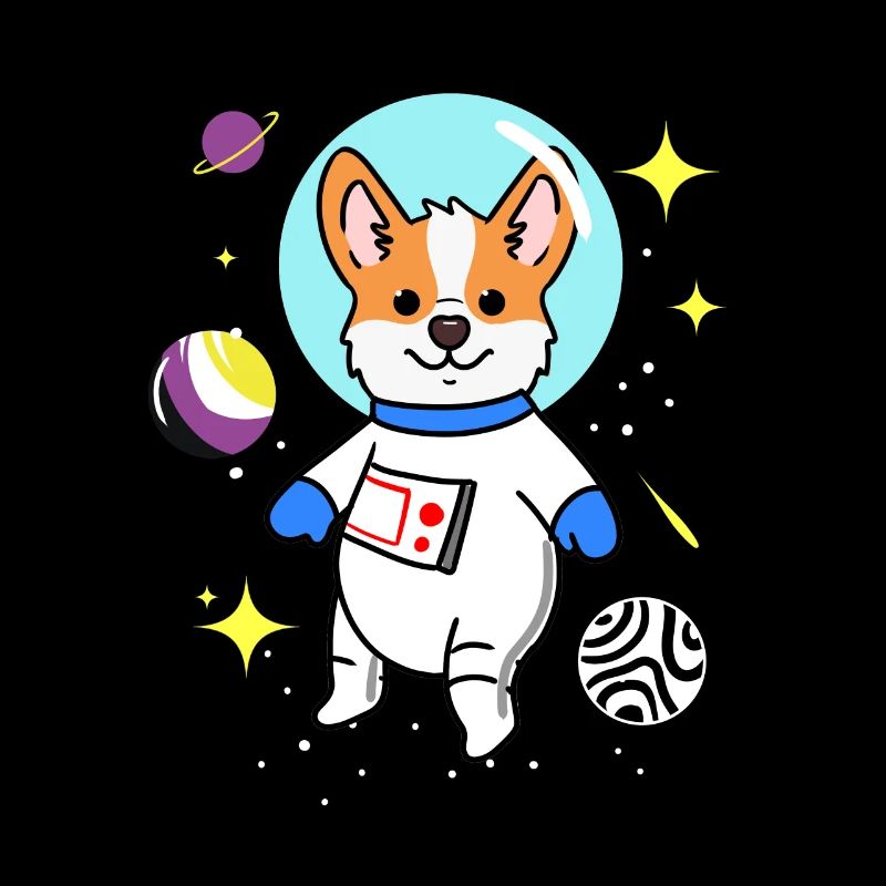 Nichtbinärer Corgi im Weltall Nonbinary Pride