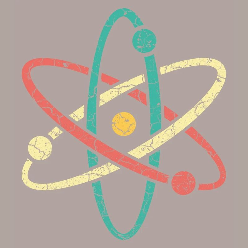 Cool atom in vintage style for nerds & students