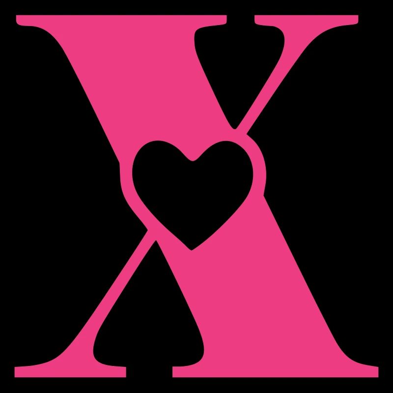 Lettre x Lettre initiale avec coeur