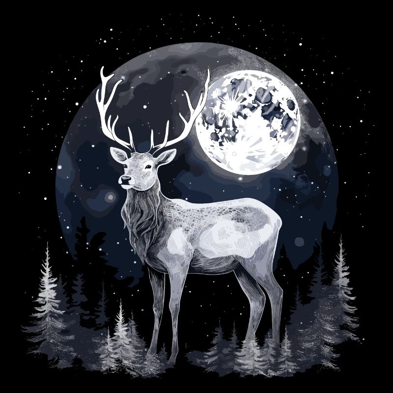 Deer Forest Moon Nature