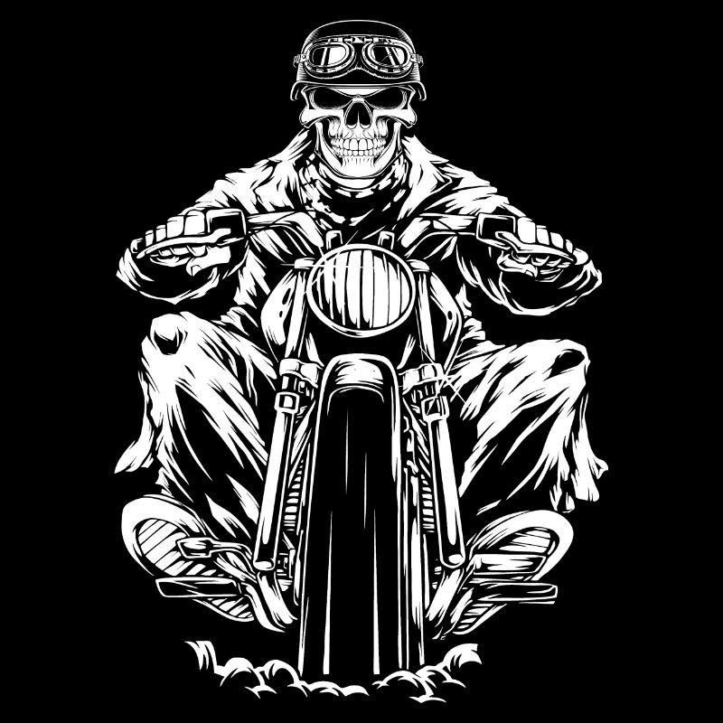Biker skull on motorcycle