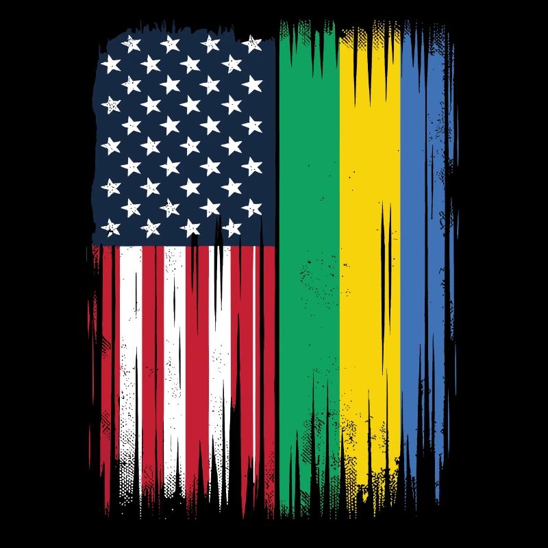 Racines gabonaises et drapeau américain du Gabon