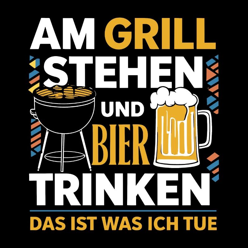 Am Grill stehen Bier trinken Lustiger Grill Bier