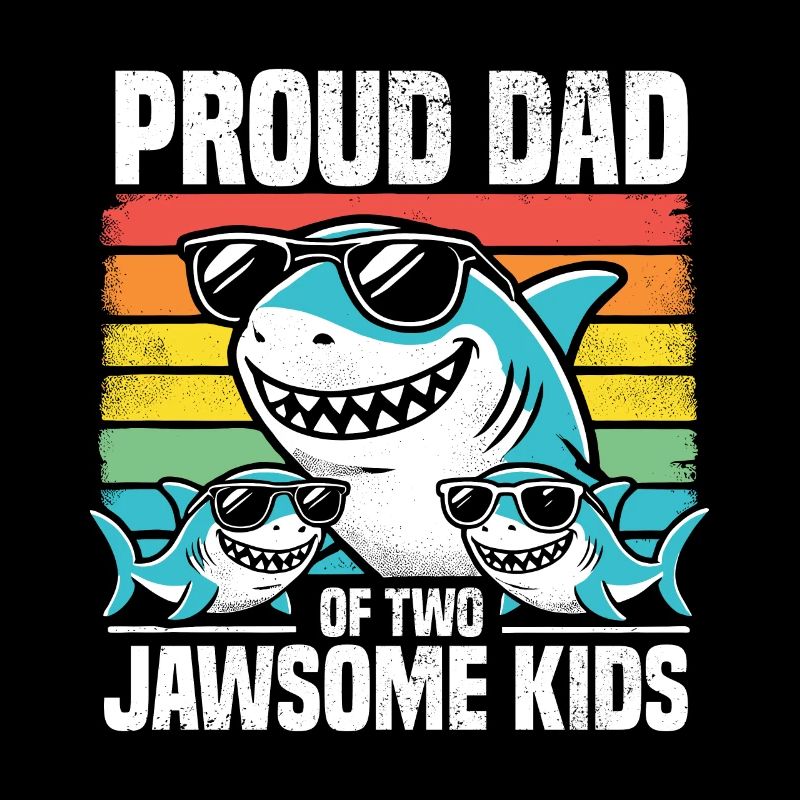 Fier papa de deux Jawsome Kids Famille requin Jeu de mots