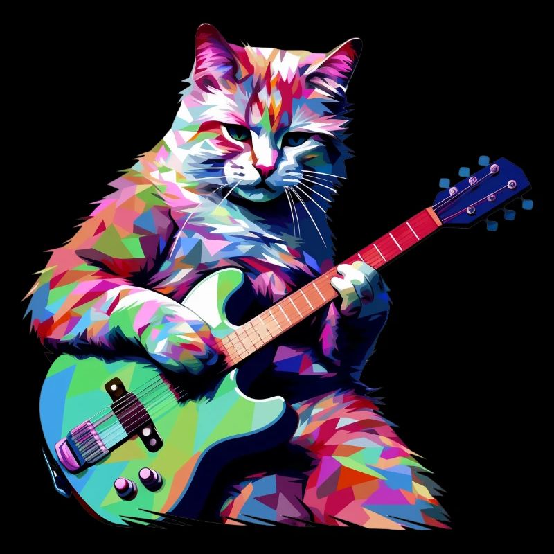 Cat playing guitar