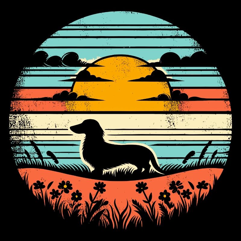Dackel Vintage Sunset