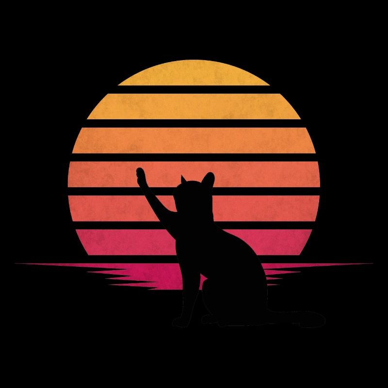 Le chat regarde dans le coucher du soleil