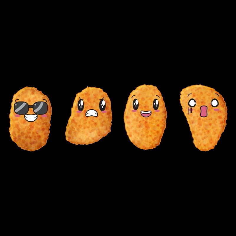 Lustige glücklich wütend Essen Chicken Nuggets