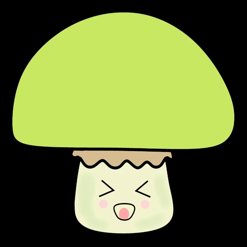 Champignon vert mignon avec visage