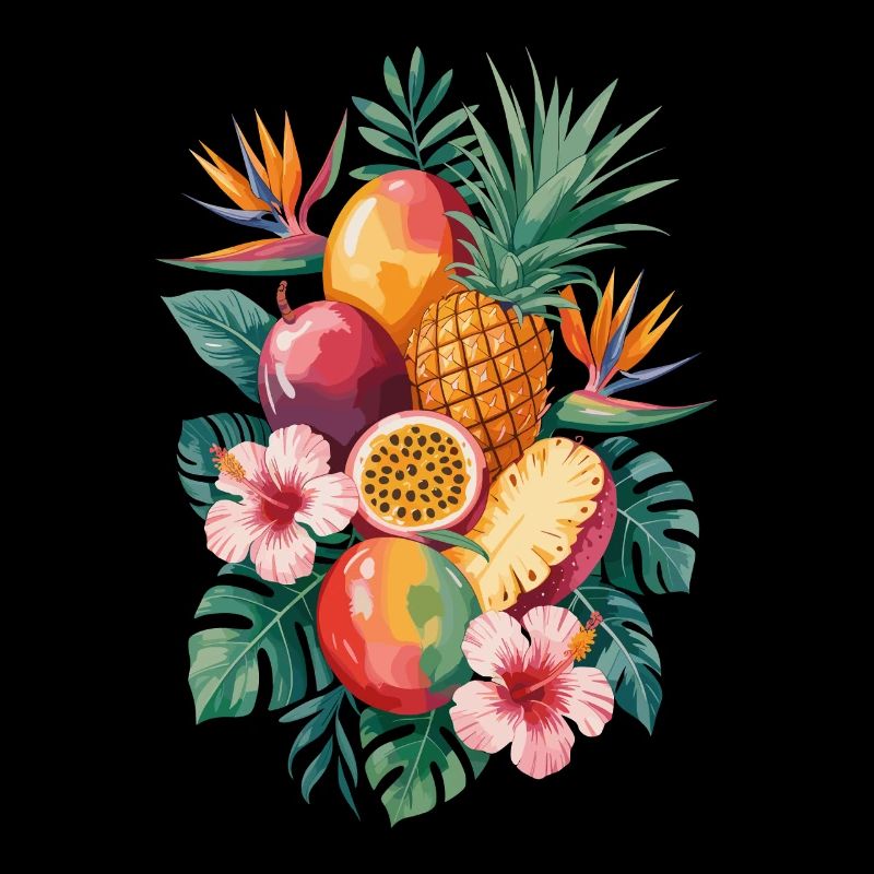 Tropical fruit with hibiscus and