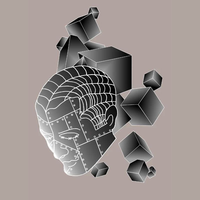 Robot with cube dark grey