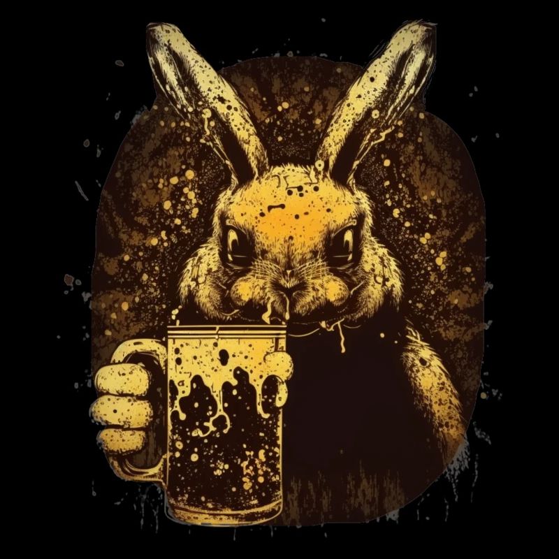 Cute rabbit and beer lover