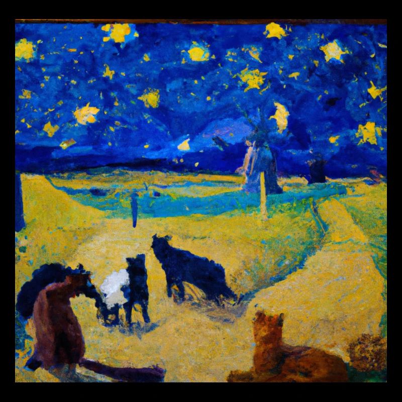 Cats in van Gogh's starry night