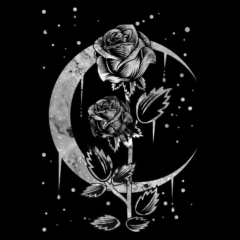 Gothic Moon Rose Crescent Moon Witchy Art