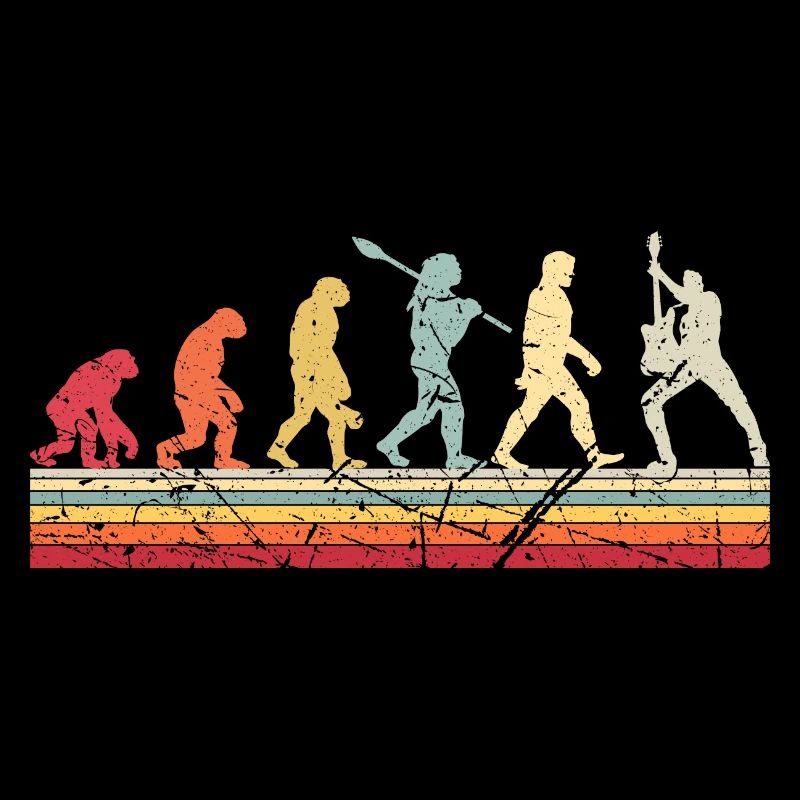 Human Evolution Guitar Band Retro Vintage