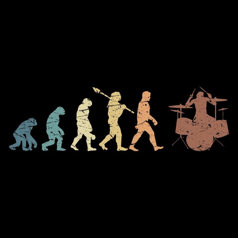 Evolution de l’homme Drums Band Retro Vintage Drummer