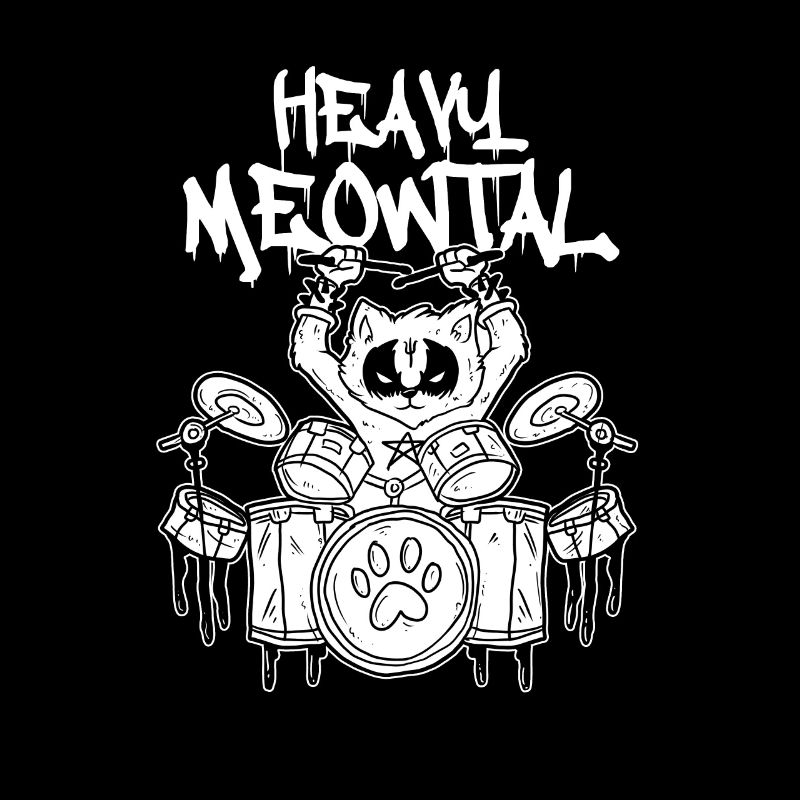 Heavy Meowtal Drummer Cat Rock'n'Roll Drum