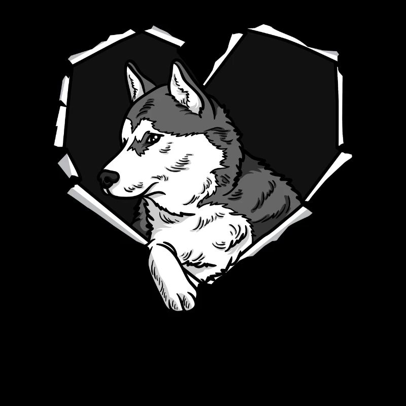 Husky Crack Torn Hole Heart Dog