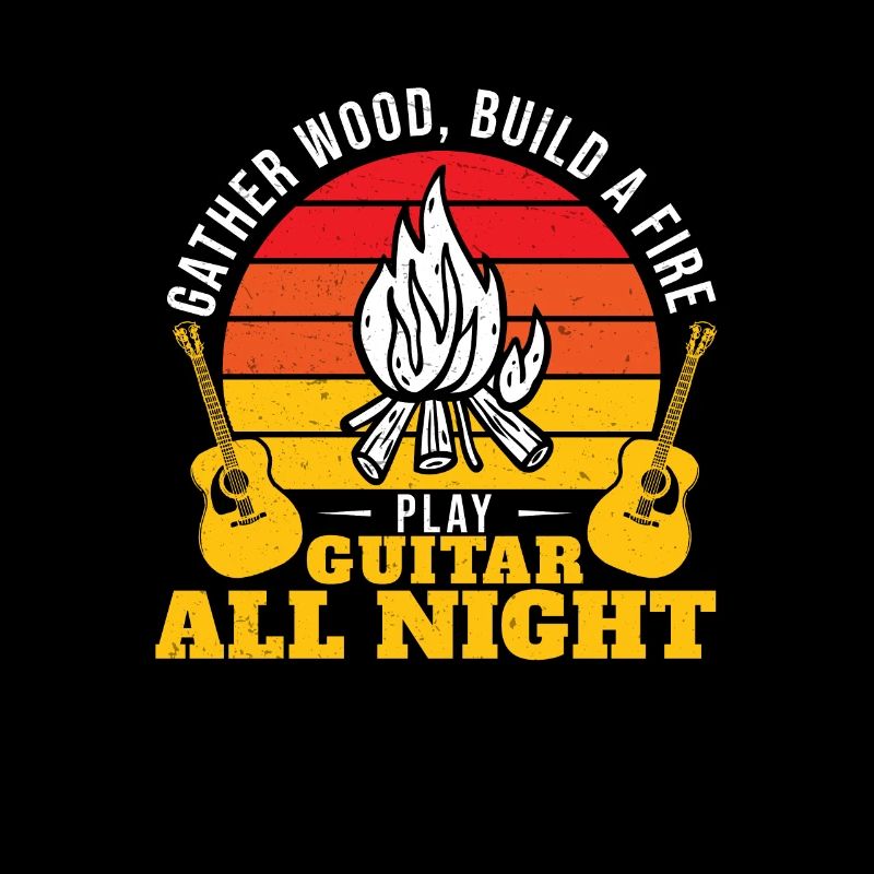 Campfire Play Guitar Funny Lagerfire Romance