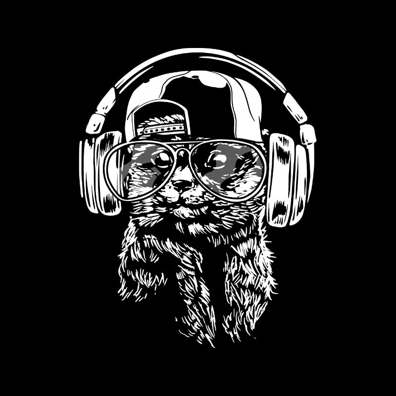 Erdmännchen mit Kopfhörer und cooler Sonnen Brille